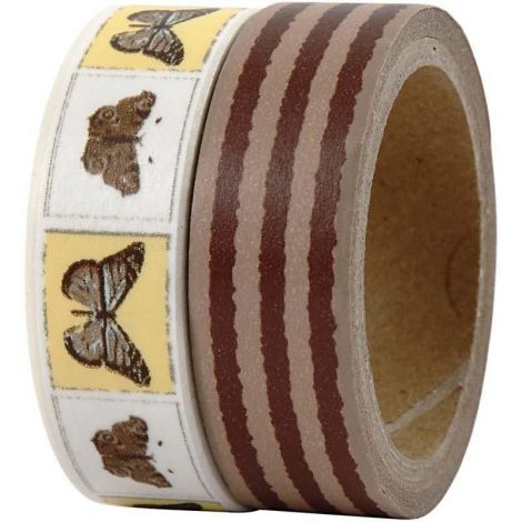 Tasiemki dekoracyjne Creativ Washi Motylki i Paski, 15mm x 5m, 2szt